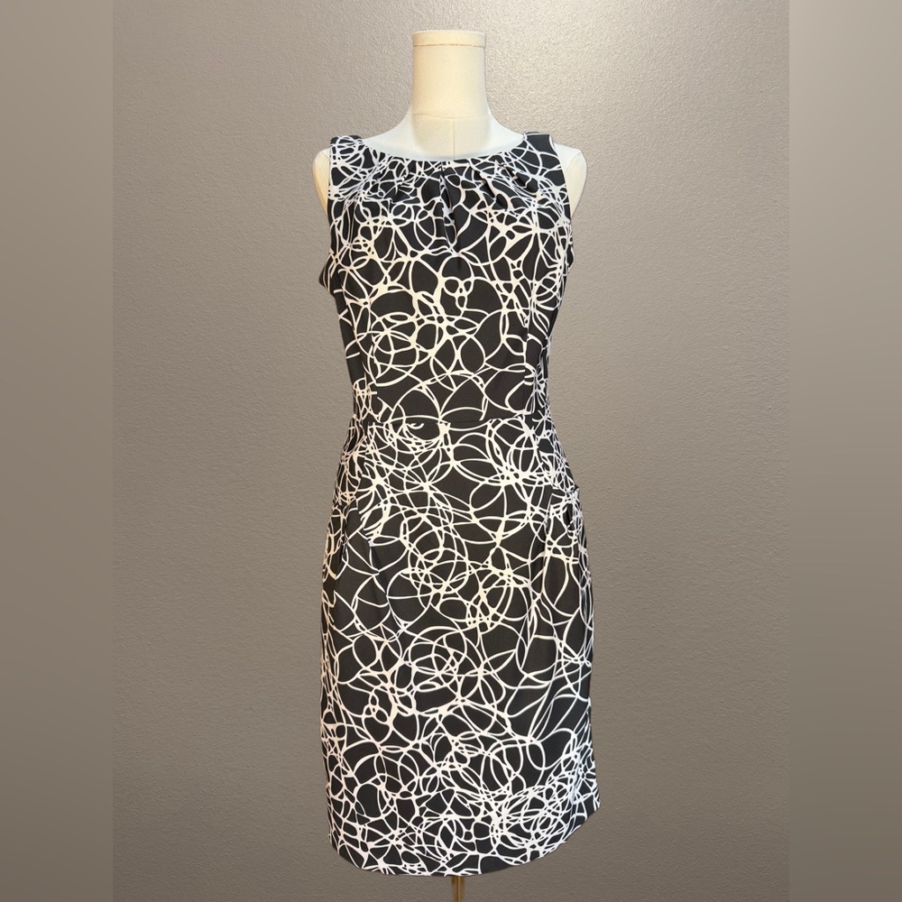 London Times Black and White Print Dress